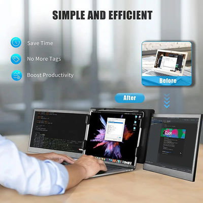 SRGB 13.3" Portable Triple Monitor Laptop Triple Screen Extender Dsipaly Foldable IPS