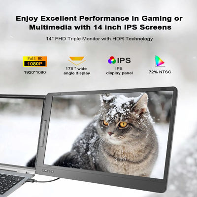 Custom 14inch Laptop Monitor Extender Trio Triple Monitor 1920x1080