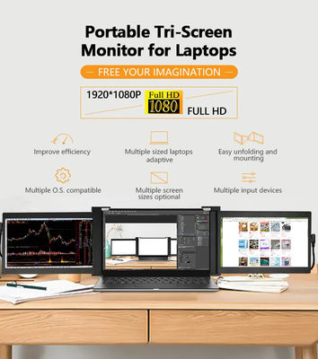USB C 1080P IPS HDR Portable Laptop Tri Screen Extender Monitor For Gaming 10.1 Inch