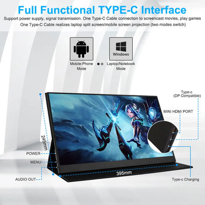 17.3 Inch USB-C Portable Monitor With Built In Battery 10000mAh Touch Screen 4K For Laptop