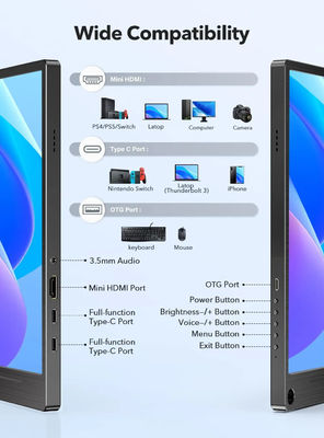 100% SRGB 15.6" Tablet External Monitor Boe LCD Display Touchscreen 1080P