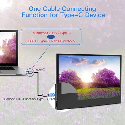Perjalanan USB C Kedua layar sentuh 13.3inch Portable Monitor Untuk Laptop Mini PC
