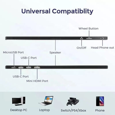 External Portable 2nd Monitor Battery Powered LCD Screen 1080P USB C HDR IPS Display