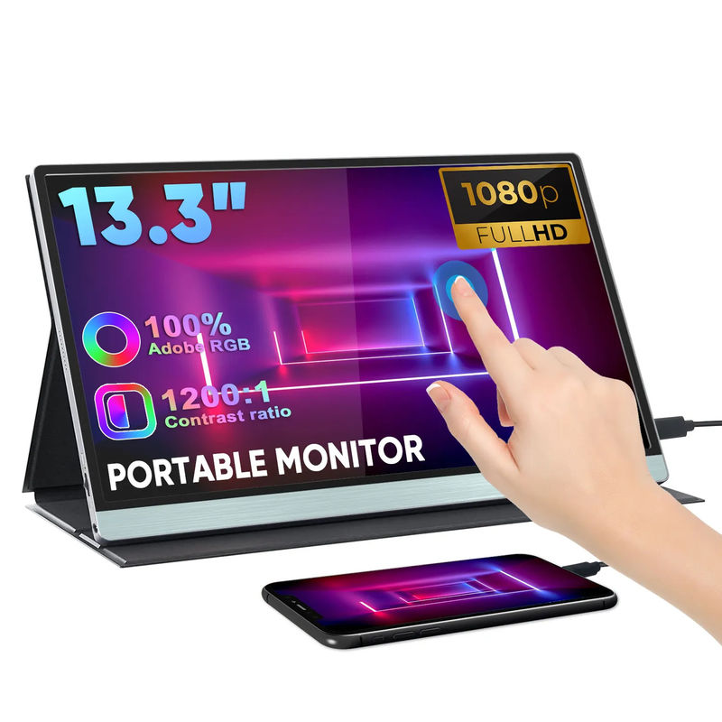 Travel FHD IPS Usb C Portable Monitor Touchscreen 13.3 Inch 10 Point For Laptop