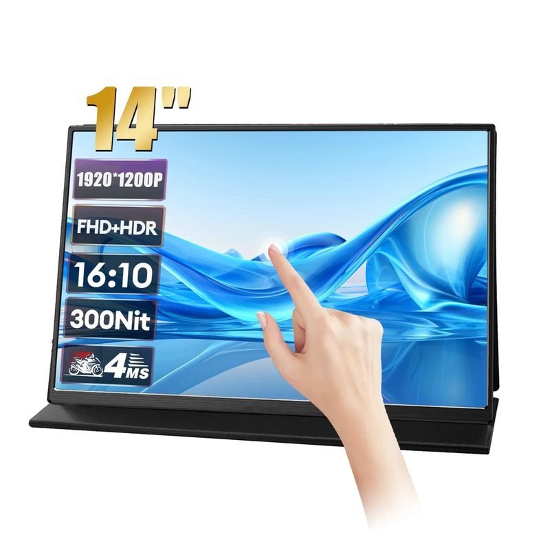 Wireless Portable LCD USB Monitor Touchscreen 1920x1200 14 Inch For PS4 PS5