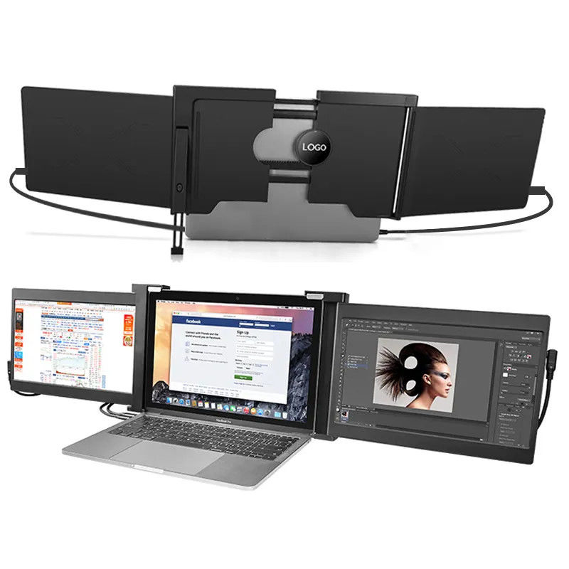 USB C 1080P IPS HDR Portable Laptop Tri Screen Extender Monitor For Gaming 10.1 Inch