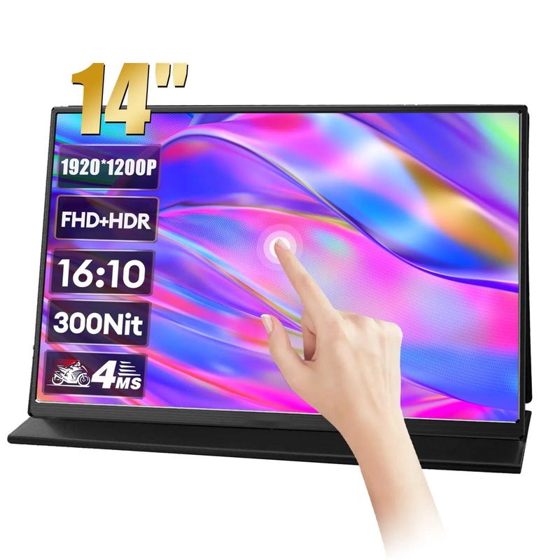 1920*1200P RGB Gaming Portable Monitor Touchscreen 14" For LG Laptop Computer