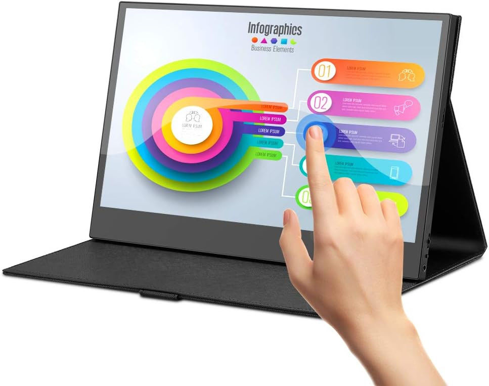 Perjalanan USB C Kedua layar sentuh 13.3inch Portable Monitor Untuk Laptop Mini PC