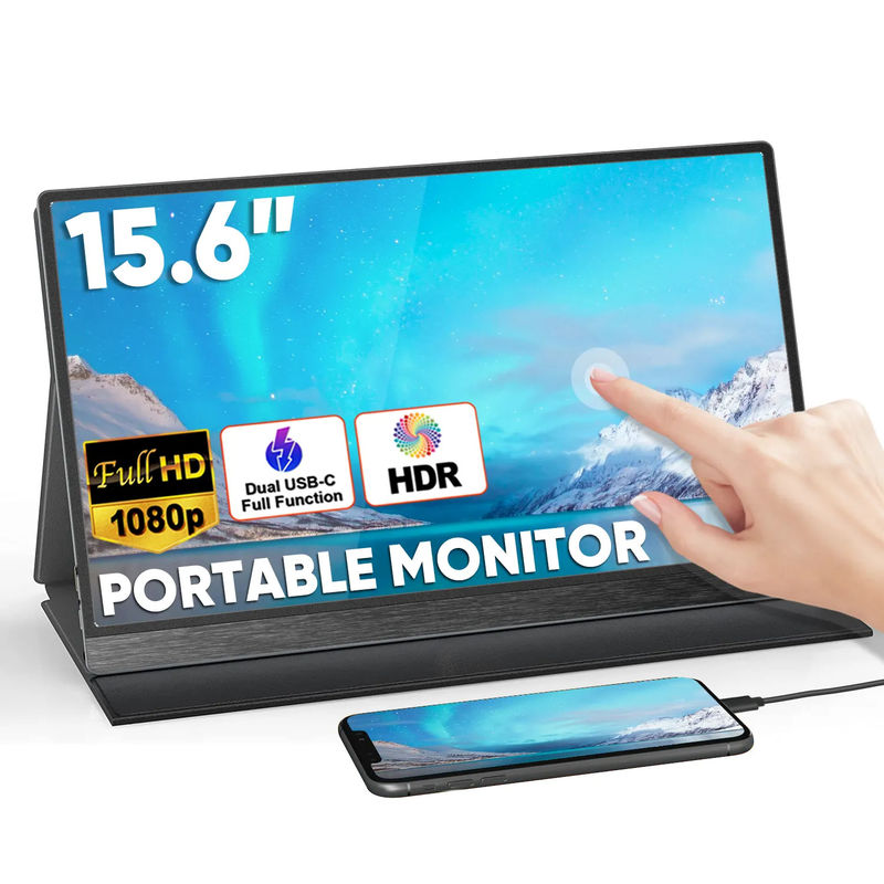 External Portable 2nd Monitor Battery Powered LCD Screen 1080P USB C HDR IPS Display